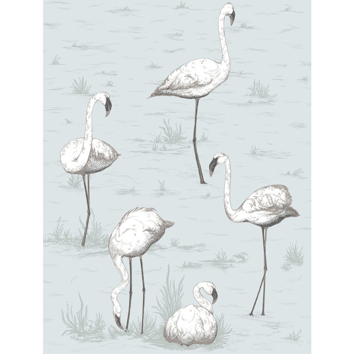 Flamingos Charcoal/Aqua by Cole & Son Designer Wallcovering CONTEMPORARY RESTYLED PAPER - 100% United Kingdom Horizontal: 21 and Vertical: 27.5 21 - Swanky Fabrics -