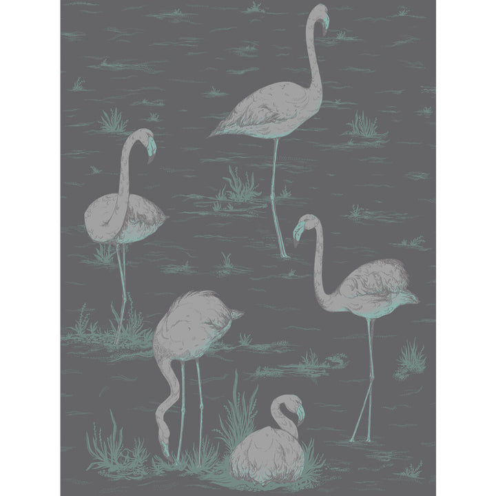 Flamingos Teal/Slvr/Bk by Cole & Son Wallcovering Cole & Son Wallcovering Flamingos Teal/Slvr/BkWallcovering CONTEMPORARY RESTYLED PAPER - 100% United Kingdom </p><p>Repeat: H: 21, V: 27.5 21 - Fabric Carolina -
