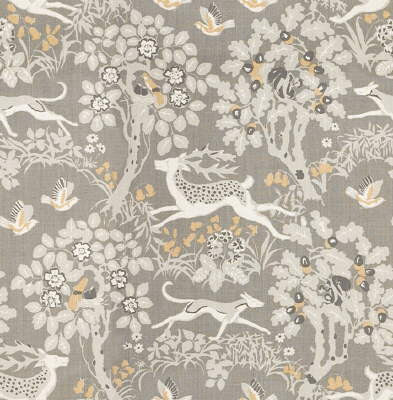 Mille Fleur Silver by Lee Jofa Designer Fabric ERIC COHLER LODGE LINEN - 100% Thailand MEDIUM Horizontal: 23.5 and Vertical: 24 47 - Swanky Fabrics -