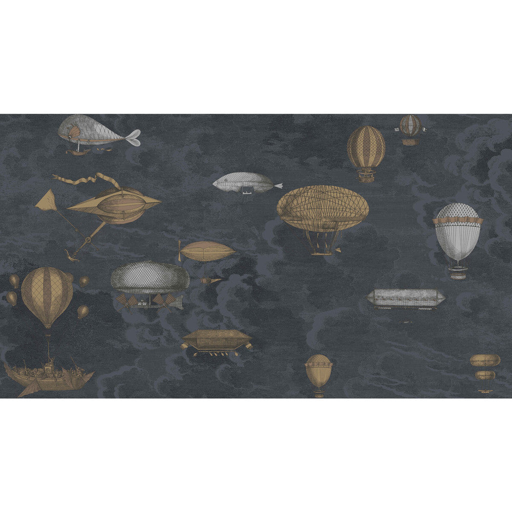 Macchine Volanti Midnight by Cole & Son Designer Wallcovering COLE & SON FORNASETTI PAPER - 100% United Kingdom - Horizontal: 54 and Vertical: 30 54 - Swanky Fabrics -