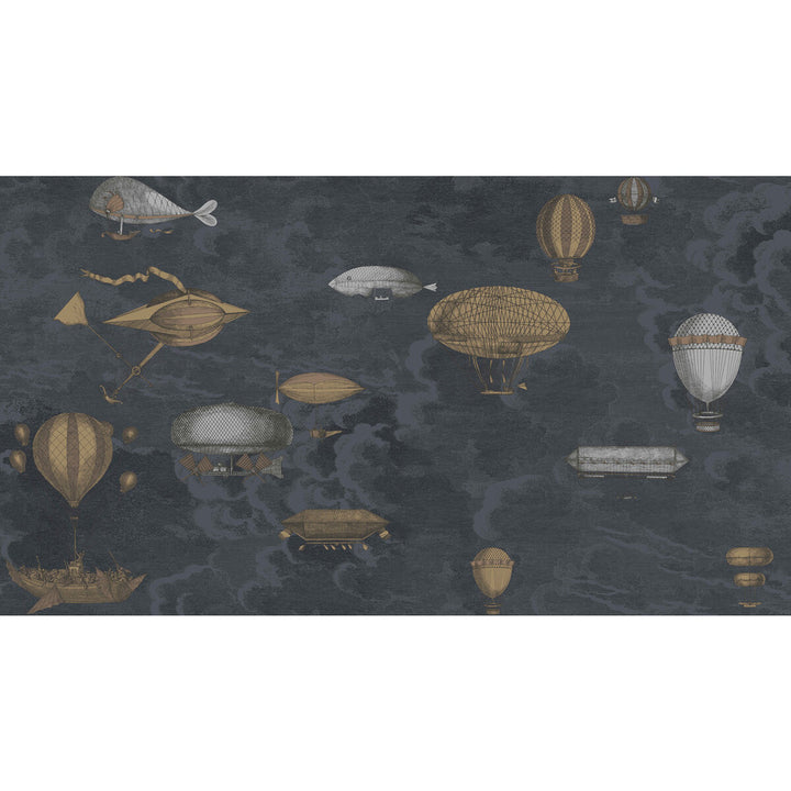 Macchine Volanti Midnight by Cole & Son Designer Wallcovering COLE & SON FORNASETTI PAPER - 100% United Kingdom - Horizontal: 54 and Vertical: 30 54 - Swanky Fabrics -
