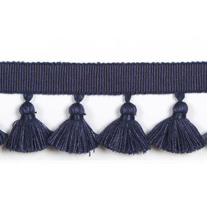 Hellenic Key Tassel Fringe Denim by Europatex Designer Fabric