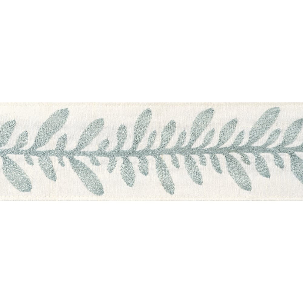 Calathea Tape Robin's Egg AE12324 by Thibaut Trim Thibaut Trim Calathea Tape Robin's Egg AE12324Trim ISLANDER 90% Silk, 10% Viscose U.S.A </p><p>Repeat: H: , V: 2.75 in  (6.99 cm) - Fabric Carolina -