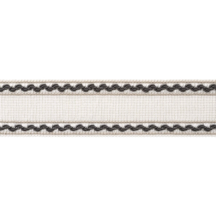 Gabrielle Tape Ebony and Stone AE12362 by Thibaut Trim Thibaut Trim Gabrielle Tape Ebony and Stone AE12362Trim ISLANDER 96% Polyester, 4% Cotton U.S.A </p><p>Repeat: H: , V: 2.25 in  (5.71 cm) - Fabric Carolina -