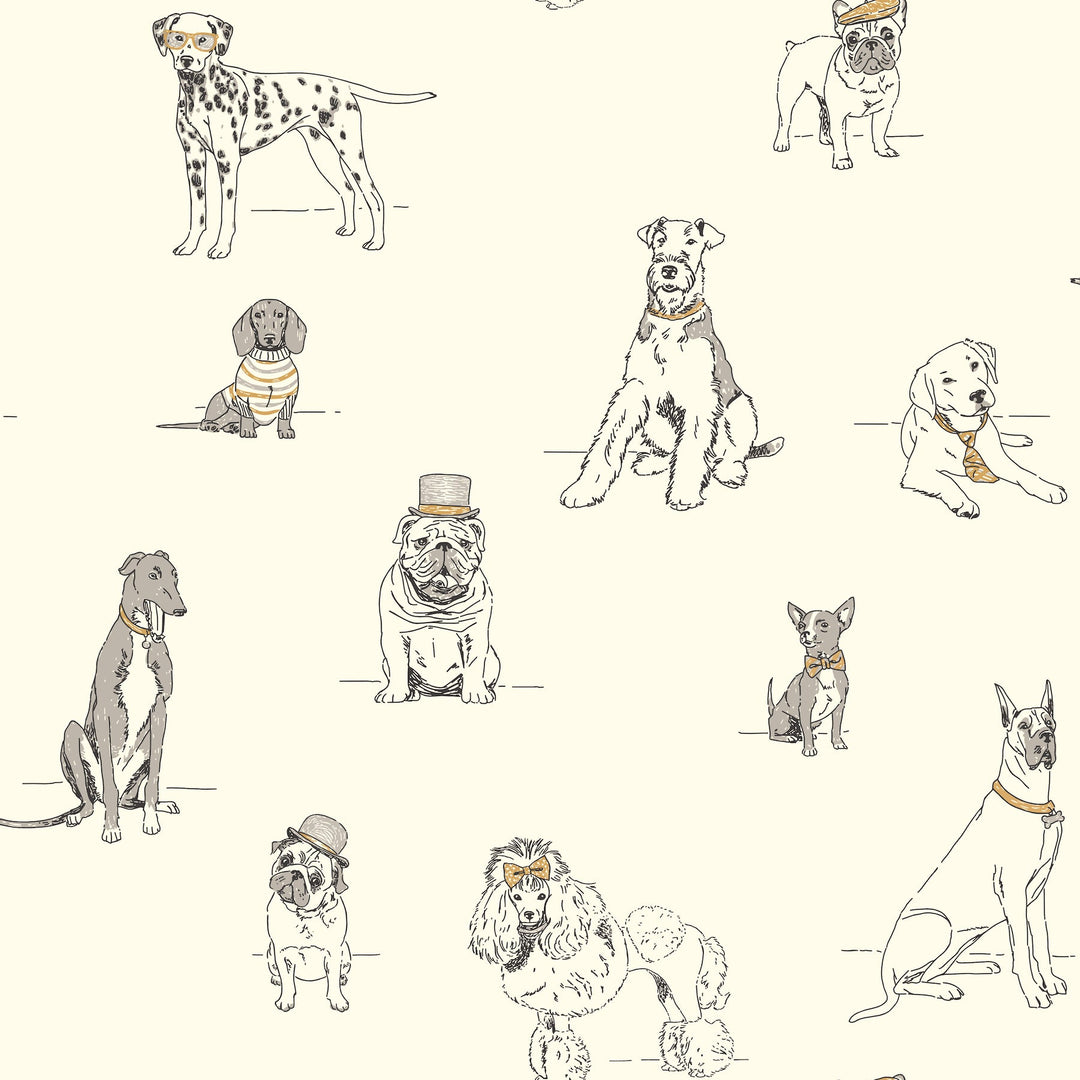 Dog's Life Silver & Gold Metallic Wallpaper by Inspired by Color Designer