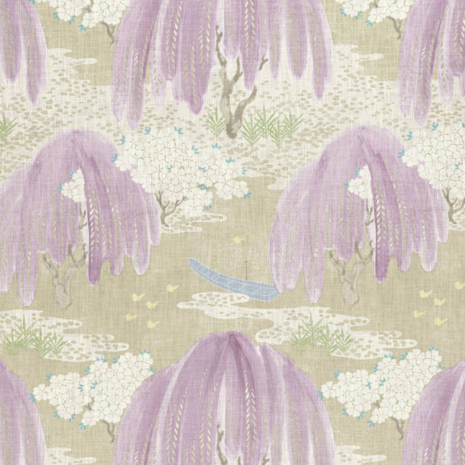 Willow Tree Lavender AF23107 by Anna French Fabric Anna French Fabric Willow Tree Lavender AF23107Fabric Willow Tree Fabric Book 82% Viscose, 18% Linen SCOTLAND </p><p>Repeat: V: 25.75 54 - Fabric Carolina -
