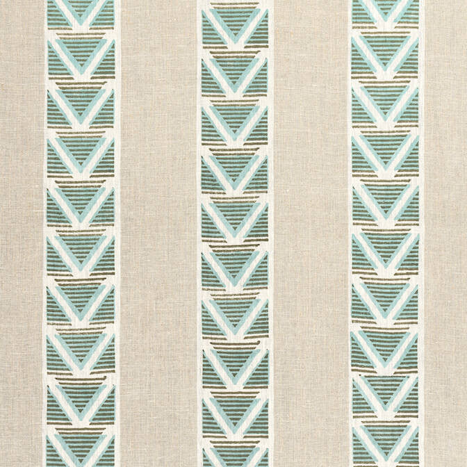 Burton Stripe Linen and Turquoise AF23121 by Anna French Fabric Anna French Fabric Burton Stripe Linen and Turquoise AF23121Fabric Willow Tree Fabric Book 100% Linen INDIA </p><p>Repeat: V: 3 54 - Fabric Carolina -