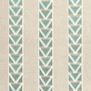 Burton Stripe Linen and Turquoise AF23121 by Anna French Designer Fabric