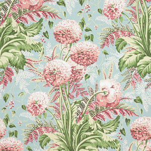 Dahlia Coral on Robin's Egg AF24537 by Anna French Designer Fabric