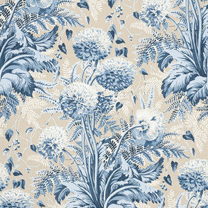 Dahlia Navy on Linen AF24540 by Anna French Designer Fabric
