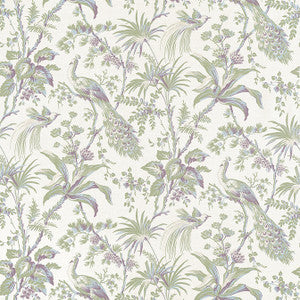 Peacock Toile Green and Plum AF57829 by Anna French Designer Fabric