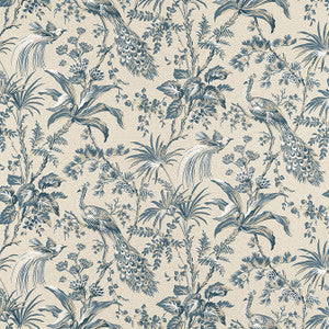 Peacock Toile Slate and Black AF57833 by Anna French Designer Fabric