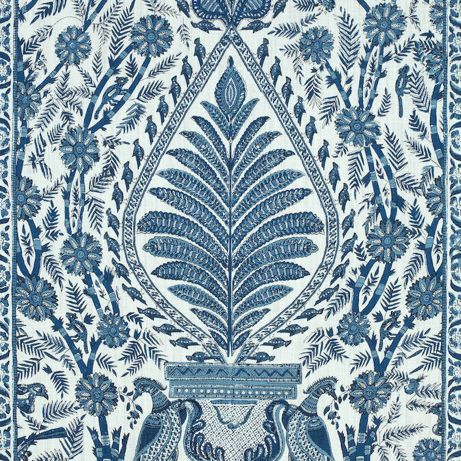 Palampore Blue and White AF78725 by Anna French Fabric Anna French Fabric Palampore Blue and White AF78725Fabric Palampore Fabric Book 90% Cotton, 10% Linen U.S.A. </p><p>Repeat: V: 36 54 - Fabric Carolina -