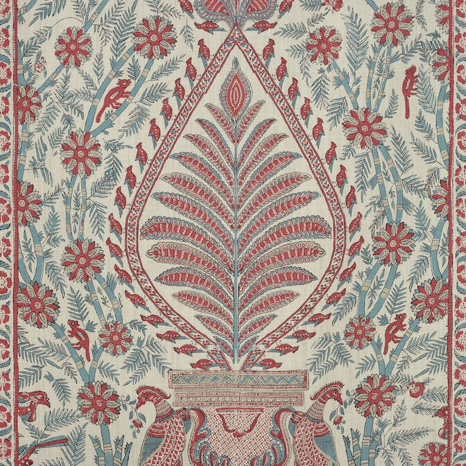 Palampore Red and Blue AF78726 by Anna French Fabric Anna French Fabric Palampore Red and Blue AF78726Fabric Palampore Fabric Book 90% Cotton, 10% Linen U.S.A. </p><p>Repeat: V: 36 54 - Fabric Carolina -