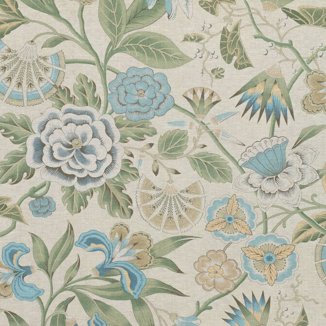 Cleo Sky Blue and Green AF9620 by Anna French Fabric Anna French Fabric Cleo Sky Blue and Green AF9620Fabric Savoy Fabric Book 100% Linen UNITED KINGDOM </p><p>Repeat: V: 32 54 - Fabric Carolina -