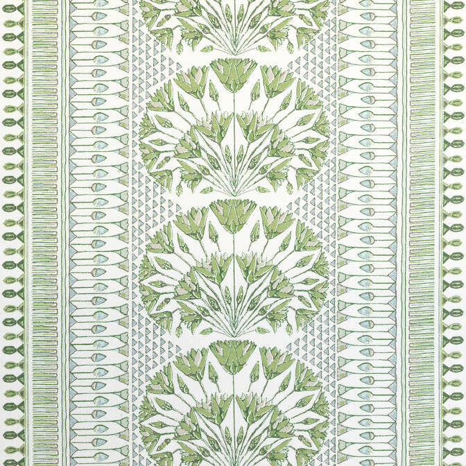 Cairo Green and White AF9623 by Anna French Fabric Anna French Fabric Cairo Green and White AF9623Fabric Savoy Fabric Book 58% Linen, 42% Cotton INDIA </p><p>Repeat: V: 8.5 53.5 - Fabric Carolina -