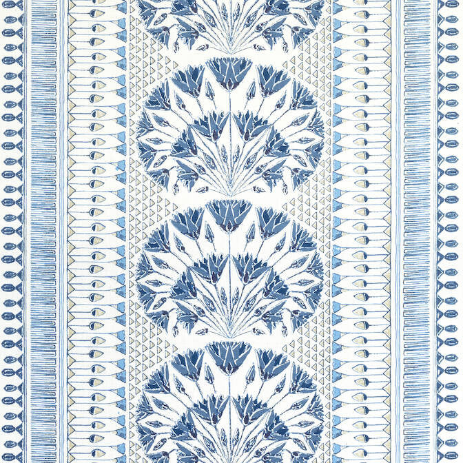 Cairo Blue and White AF9624 by Anna French Fabric Anna French Fabric Cairo Blue and White AF9624Fabric Savoy Fabric Book 58% Linen, 42% Cotton INDIA </p><p>Repeat: V: 8.5 53.5 - Fabric Carolina -