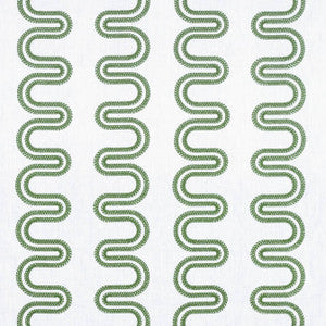 Herriot Way Embroidery Green on White AF9635 by Anna French Designer Fabric