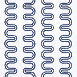 Herriot Way Embroidery Navy on White AF9636 by Anna French Designer Fabric