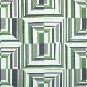 Cubism Green on White AF9649 by Anna French Designer Fabric