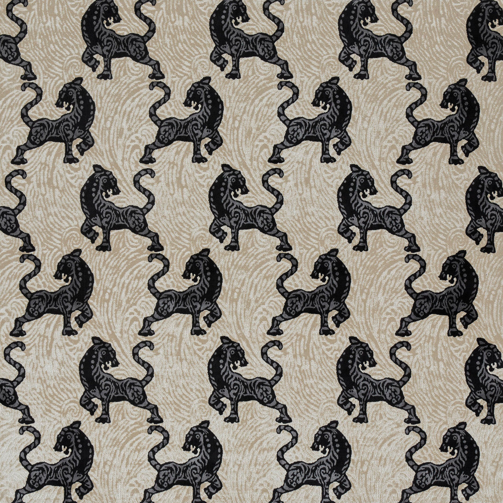 Africa 2 Black/Tan by Marcus William Designer Fabric KAI/MARCUS WILLIAM BOTANICAL ESCAPE 47%COT 28%NYL 25%POL INDIA Horizontal: 13.750 and Vertical: 18.875 54 in - Swanky Fabrics -