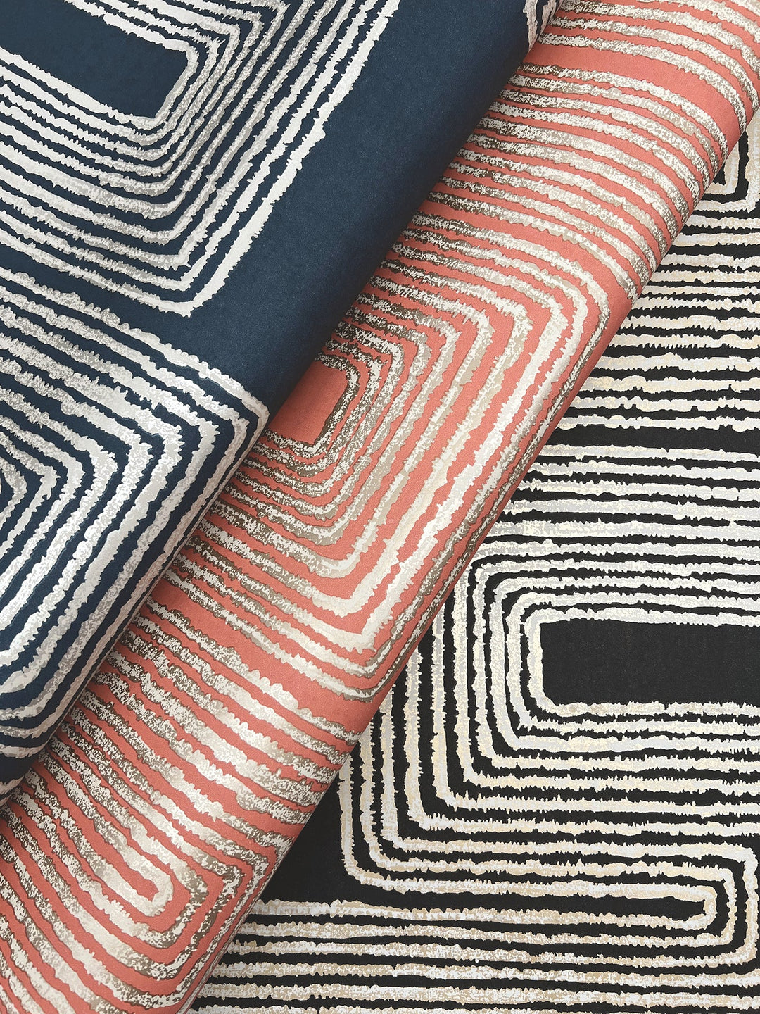 Zulu Thread Coral & Glint Wallpaper by York Wallcoverings Designer