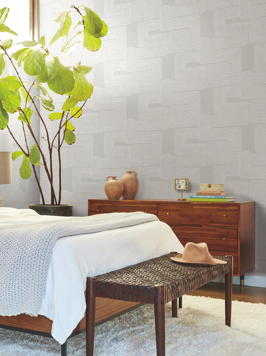 Zulu Thread Dove & Pearl Wallpaper by York Wallcoverings Designer