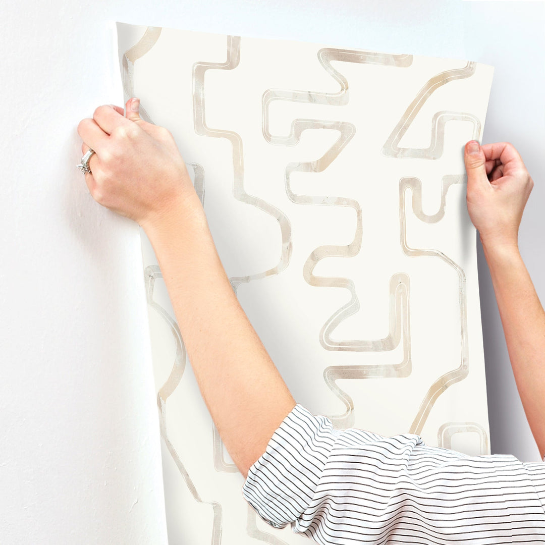 Abstract Aura Caramel & Cream Wallpaper by York Wallcoverings Designer