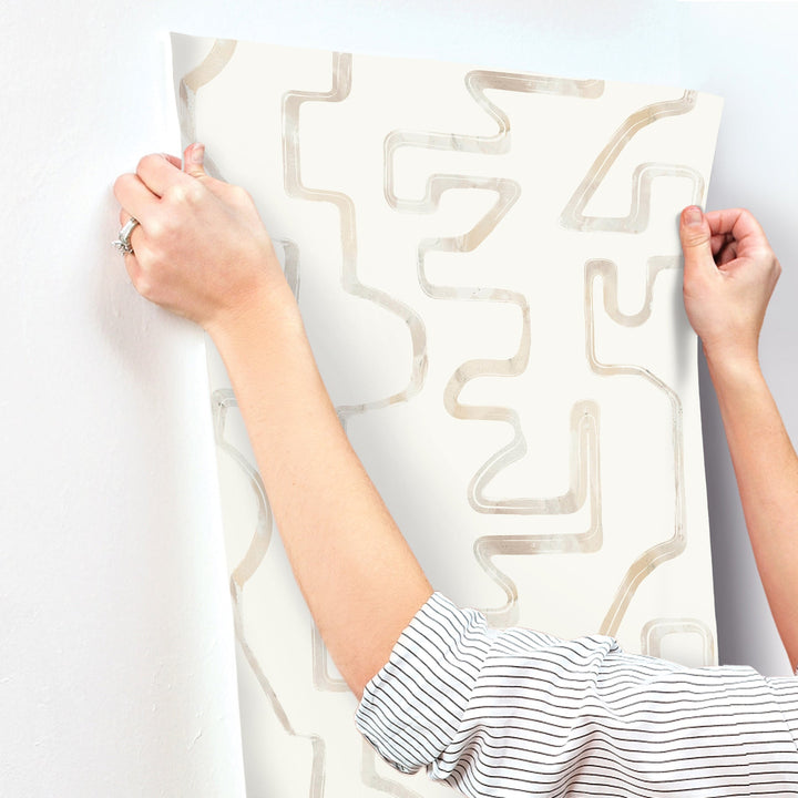 Abstract Aura Caramel & Cream Wallpaper by York Wallcoverings Designer
