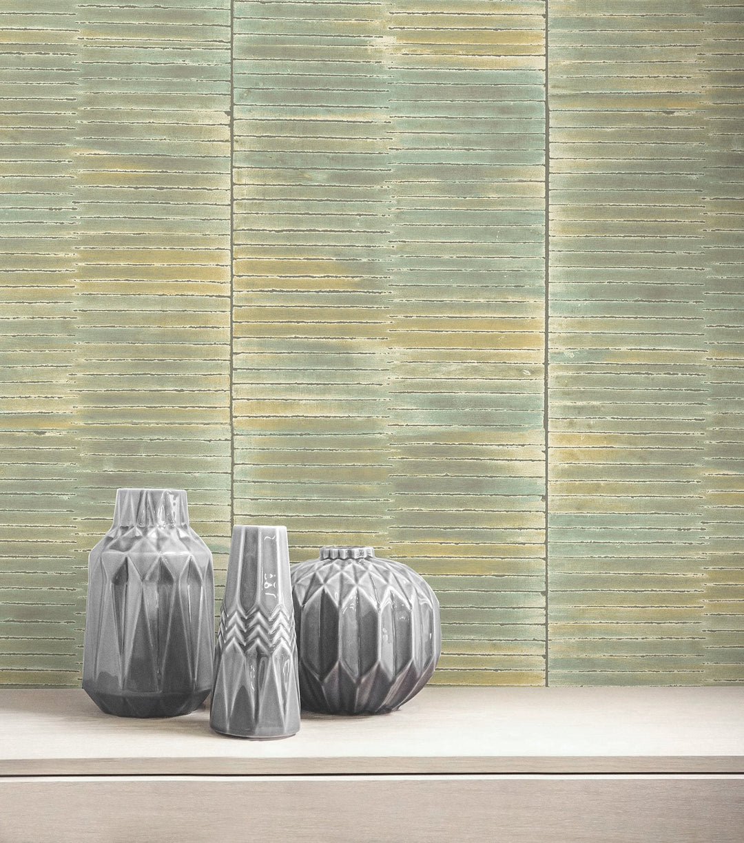 Dynasty Bamboo Sage and Metallic Pearl AI41301 by Seabrook Designs Designer Wallpaper