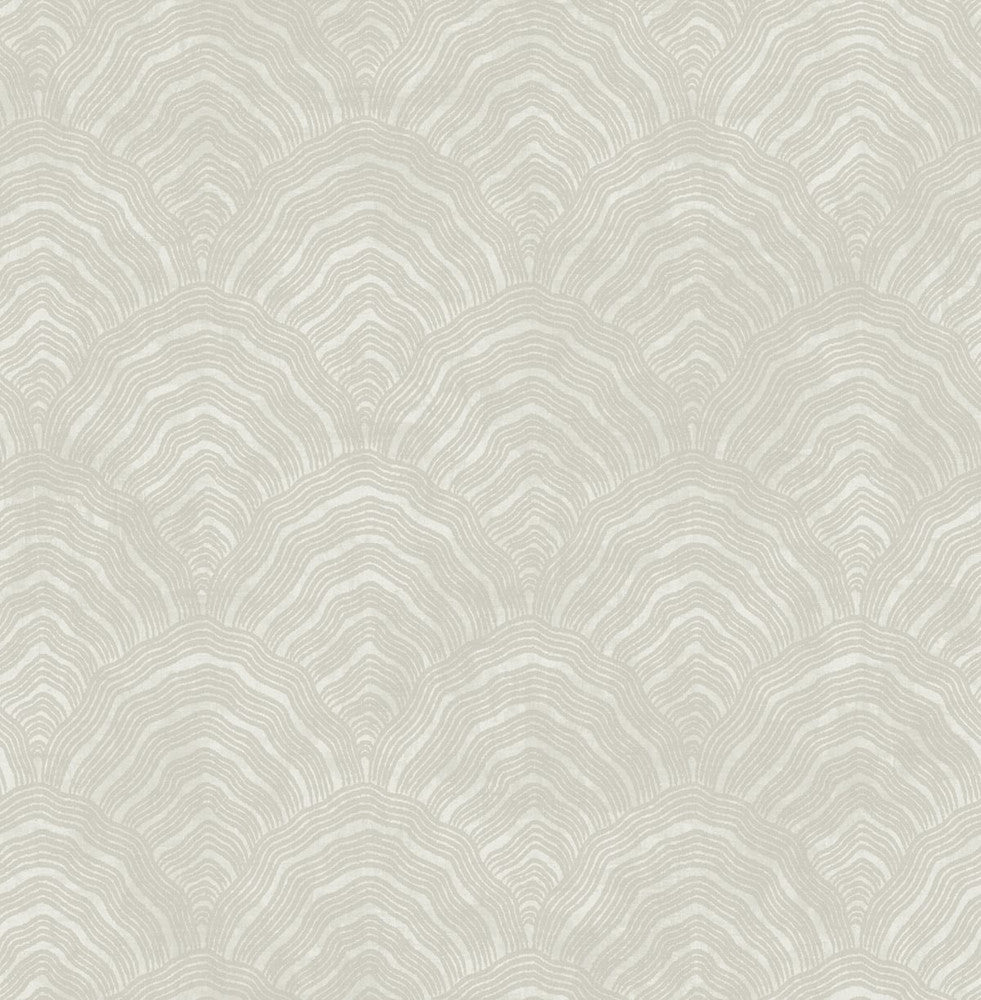 Confucius Scallop Linen and Metallic Pearl AI41505 by Seabrook Designs Designer Wallpaper