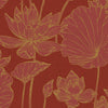 Lotus Floral Metallic Gold and Crimson AI42301 by Seabrook Designs Designer Wallpaper