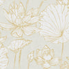 Lotus Floral Metallic Gold and Off-White AI42305 by Seabrook Designs Designer Wallpaper