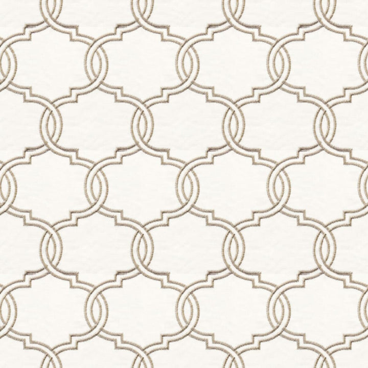 Align 3 Biscuit by Stout Designer Fabric Color My Window Embroidery/Snow 65% Cotton 35% Polyester CHINA Horizontal: 4.25 and Vertical: 5.75 52 in - Swanky Fabrics -
