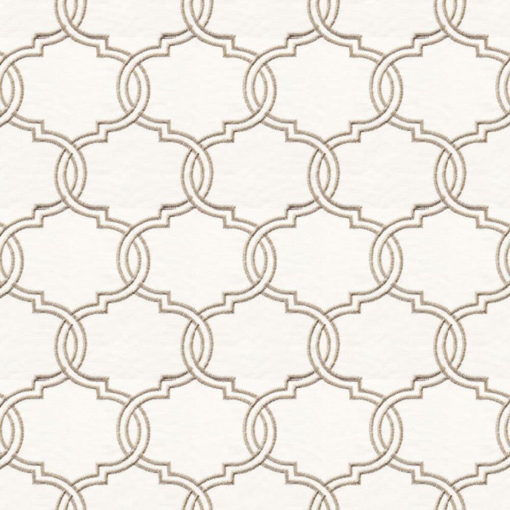 Align 3 Biscuit by Stout Designer Fabric COLOR MY WINDOW EMBROIDERY/SNOW 65%COT 35%POL CHINA Horizontal: 4.25 and Vertical: 5.75 52 in - Swanky Fabrics -