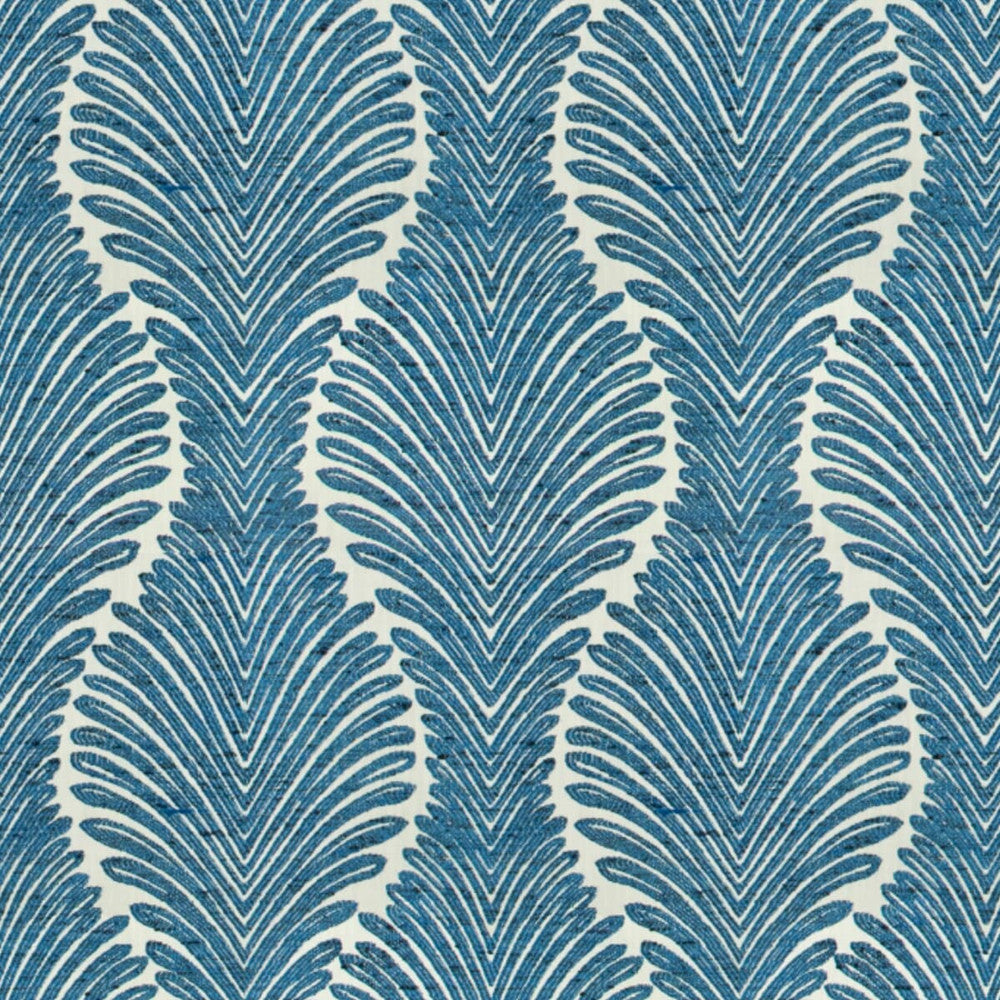 Alphabet 2 Navy by Stout Designer Fabric Rainbow Library Porcelain/Royal 59% Polyester 41% Cotton INDIA MARTINDALE WEAR TEST (25 000 CIRCULAR RUBS) Horizontal: 13.5 and Vertical: 17 54 in - Swanky Fabrics -