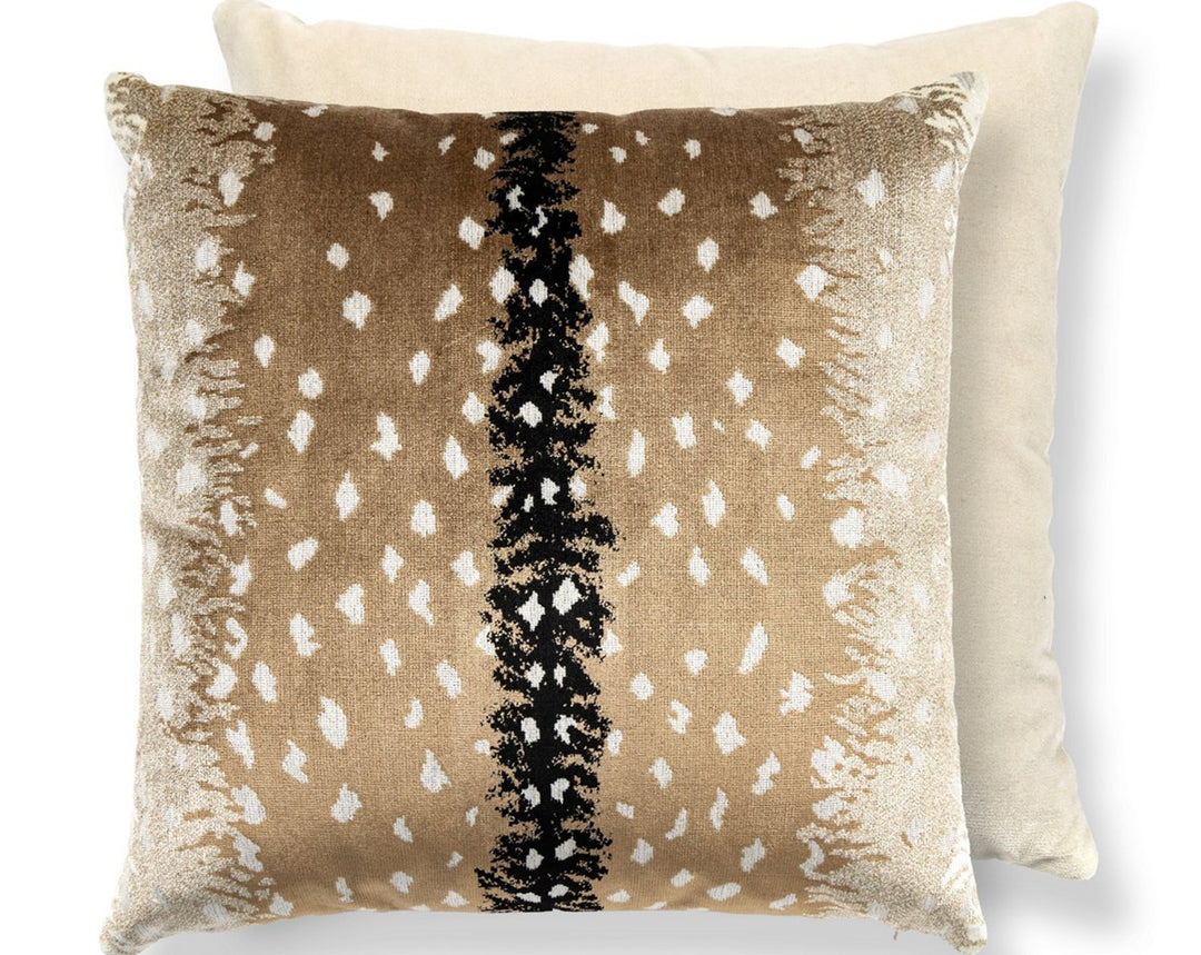 Antelope / Velvet Pillow 22 X 22 - Fawn / Black ALTDDKBOHE0001 by Scalamandre Designer Pillow