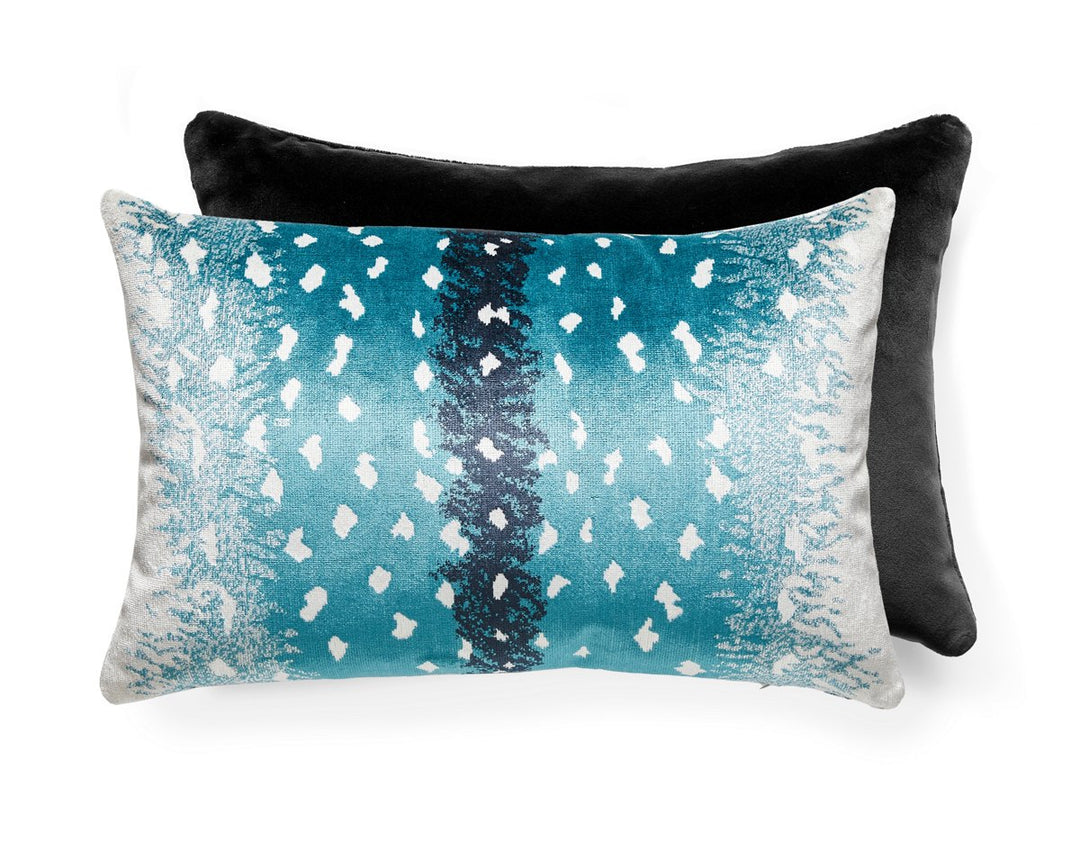 Antelope / Velvet Pillow 14 X 22 - Peacock / Black ALMBDKBOHE0005 by Scalamandre Designer Pillow