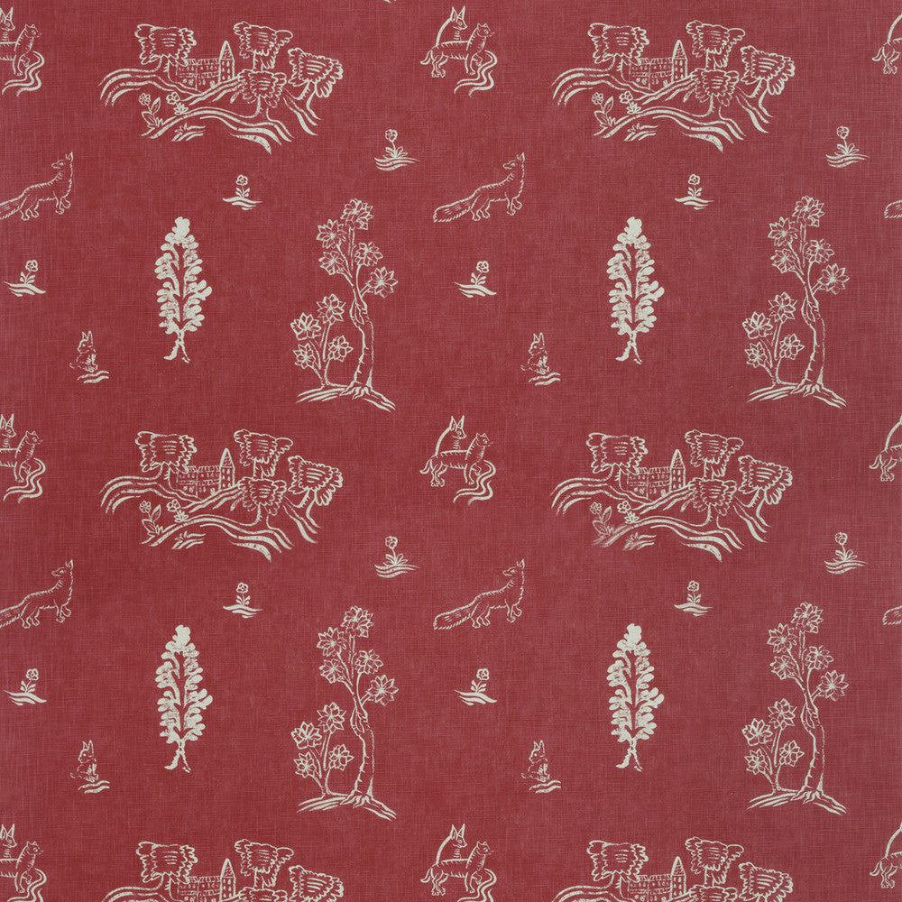 Friendly Folk Huntsman Red by Kravet Couture Designer Fabric ANDREW MARTIN KIT KEMP VISCOSE - 82%;LINEN - 18% United Kingdom HEAVY Horizontal: 10.5 and Vertical: 10 54.5 - Swanky Fabrics -