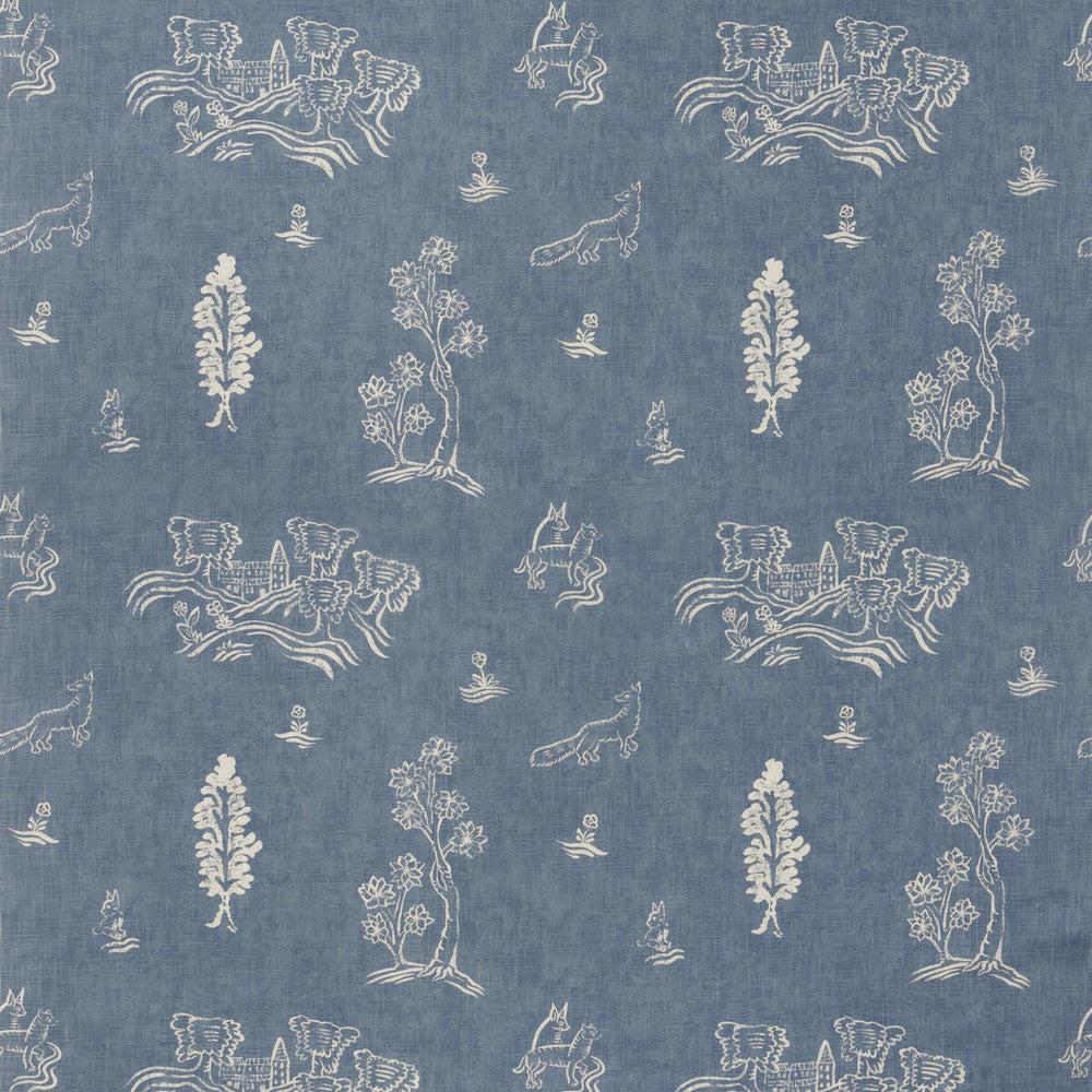 Friendly Folk Happy Blue by Kravet Couture Designer Fabric ANDREW MARTIN KIT KEMP VISCOSE - 82%;LINEN - 18% United Kingdom HEAVY Horizontal: 10.5 and Vertical: 10 54.5 - Swanky Fabrics -