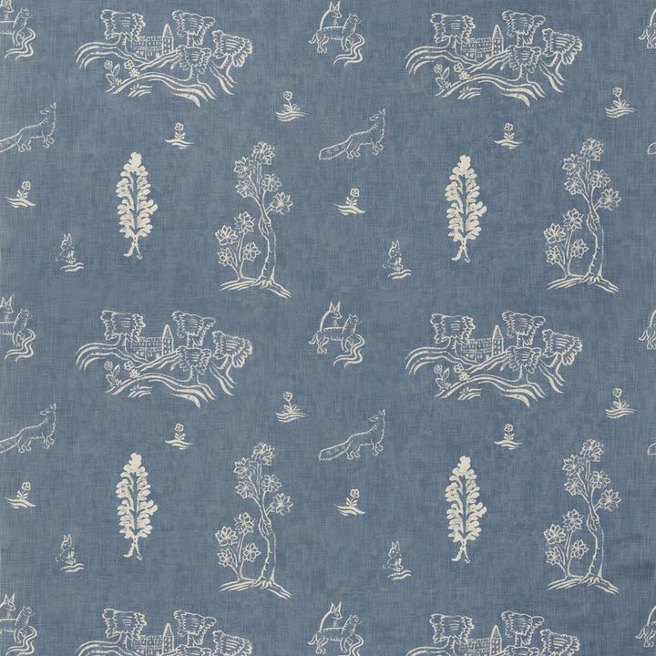 Friendly Folk Happy Blue by Kravet Couture Designer Fabric ANDREW MARTIN KIT KEMP VISCOSE - 82%;LINEN - 18% United Kingdom HEAVY Horizontal: 10.5 and Vertical: 10 54.5 - Swanky Fabrics -