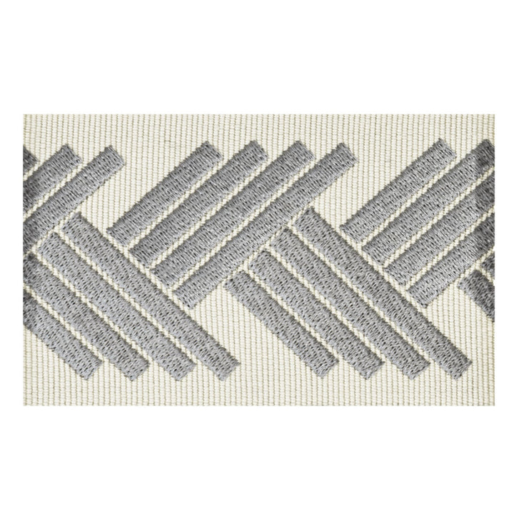 Amhearst 3 Pewter by Stout Trim Stout Trim Amhearst 3 PewterTrim VISIONS OF COLOR TRIM CHINA </p><p>Repeat: H: 2.750, V: 0.000 2.5 in - Fabric Carolina -