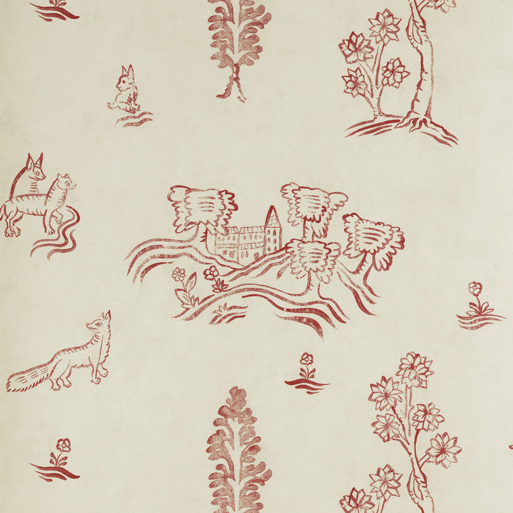 Wychwood Huntsman Red by Kravet Couture Designer Wallcovering ANDREW MARTIN KIT KEMP WOOD PULP - 45%;BINDER - 20%;MINERAL FILLERS - 20%;POLYESTER - 15% United Kingdom Horizontal: 8 and Vertical: 7 20.5 - Swanky Fabrics -
