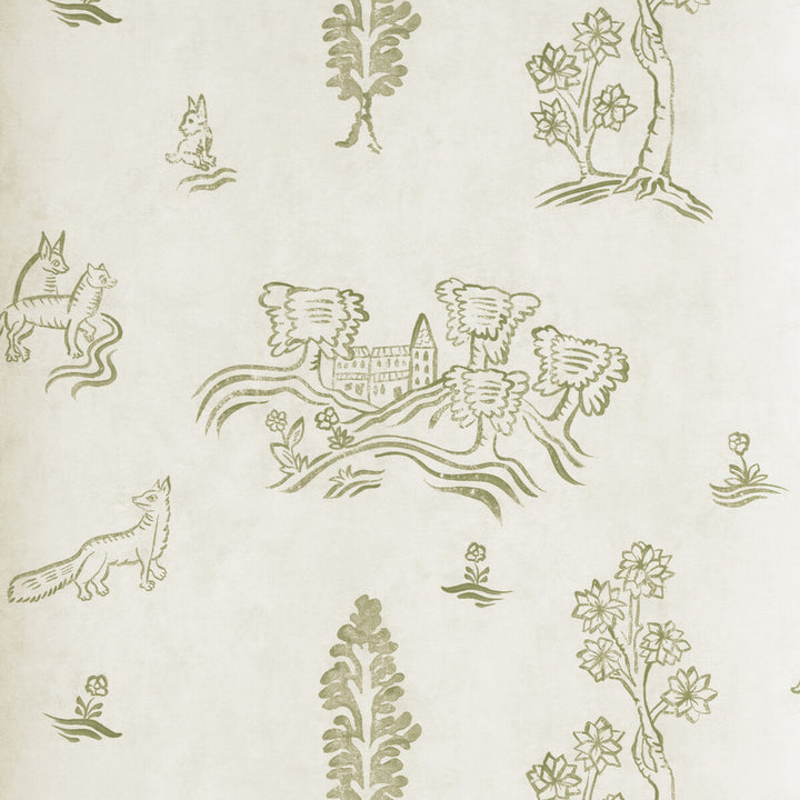 Wychwood Basil Green by Kravet Couture Designer Wallcovering ANDREW MARTIN KIT KEMP WOOD PULP - 45%;BINDER - 20%;MINERAL FILLERS - 20%;POLYESTER - 15% United Kingdom Horizontal: 8 and Vertical: 7 20.5 - Swanky Fabrics -