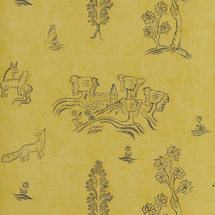 Wychwood Provencal Yellow by Kravet Couture Designer Wallcovering ANDREW MARTIN KIT KEMP WOOD PULP - 45%;BINDER - 20%;MINERAL FILLERS - 20%;POLYESTER - 15% United Kingdom - Horizontal: 8 and Vertical: 7 20.5 - Swanky Fabrics -