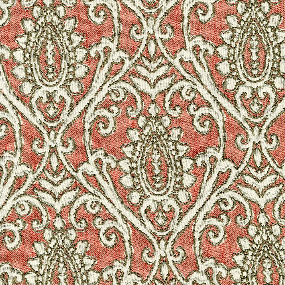 Aster 105 Coral by ABBEYSHEA Designer Fabric N/A 100% Polyester China 40,000 Double Rubs </p><p>Repeat: Horizontal: and Vertical: 55" (140 cm) - Swanky Fabrics -