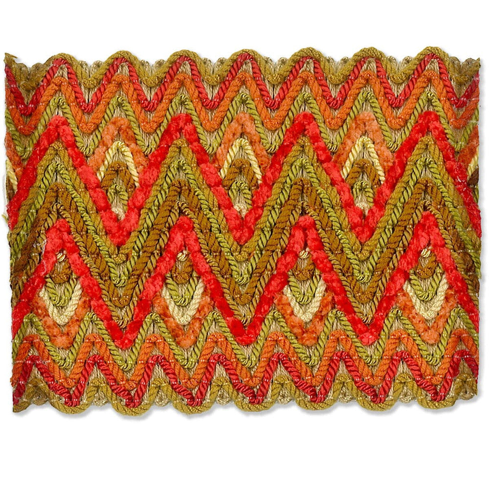 Asina 5 Sunset by Stout Designer Trim NEW WORLD TAPES & BORDERS 94%SVI 6%NYL CHINA Horizontal: 1.125 and Vertical: 0 3.25 in - Swanky Fabrics -