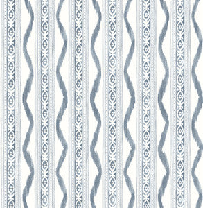 Rhys Blue IKAT Stripe Wallpaper by A-Street Prints Designer