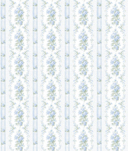 Dreamy Days Sweet Blue Stripe & Floral Wallpaper by A-Street Prints Designer
