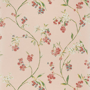Edo Bloom Blush on Pearl AT16155 by Thibaut Designer Wallpaper